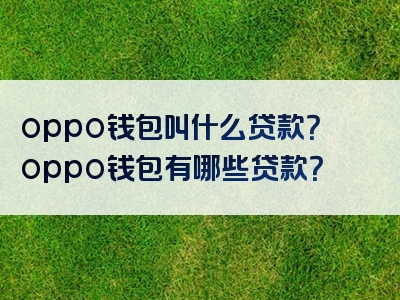 oppo钱包叫什么贷款？oppo钱包有哪些贷款？