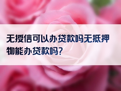 无授信可以办贷款吗无抵押物能办贷款吗？