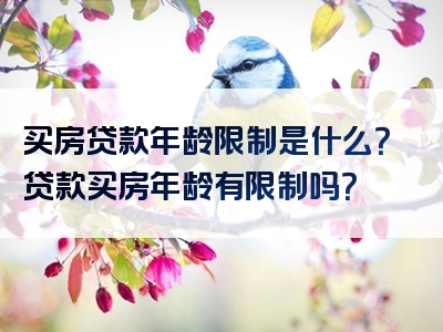 买房贷款年龄限制是什么？贷款买房年龄有限制吗？