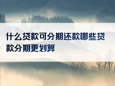 什么贷款可分期还款哪些贷款分期更划算