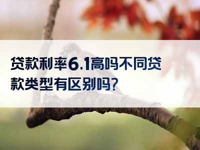 贷款利率6.1高吗不同贷款类型有区别吗？