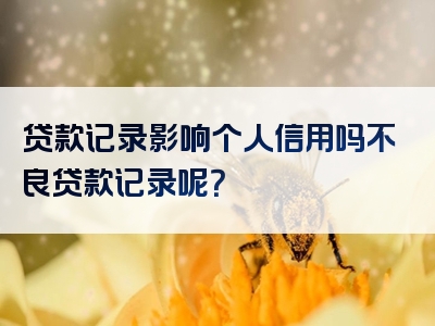 贷款记录影响个人信用吗不良贷款记录呢？