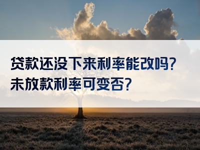 贷款还没下来利率能改吗？未放款利率可变否？