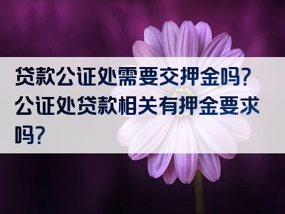 贷款公证处需要交押金吗？公证处贷款相关有押金要求吗？