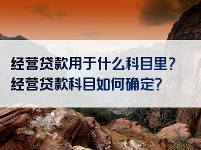 经营贷款用于什么科目里？经营贷款科目如何确定？