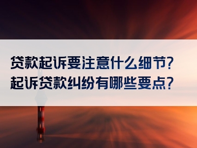 贷款起诉要注意什么细节？起诉贷款纠纷有哪些要点？