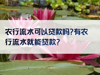 农行流水可以贷款吗？有农行流水就能贷款？