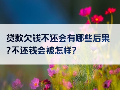 贷款欠钱不还会有哪些后果？不还钱会被怎样？