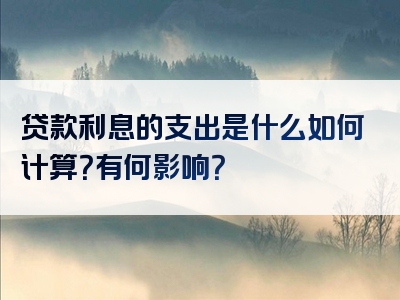 贷款利息的支出是什么如何计算？有何影响？