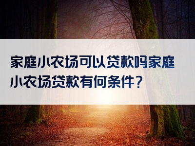 家庭小农场可以贷款吗家庭小农场贷款有何条件？