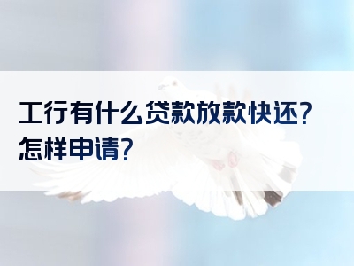 工行有什么贷款放款快还？怎样申请？