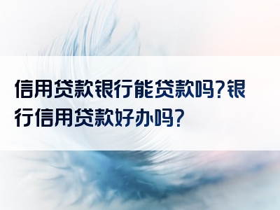 信用贷款银行能贷款吗？银行信用贷款好办吗？