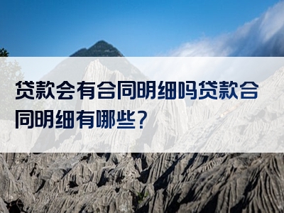 贷款会有合同明细吗贷款合同明细有哪些？