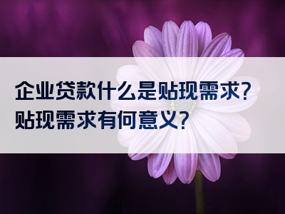 企业贷款什么是贴现需求？贴现需求有何意义？