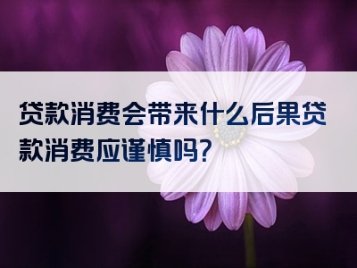 贷款消费会带来什么后果贷款消费应谨慎吗？