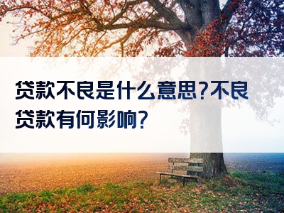 贷款不良是什么意思？不良贷款有何影响？