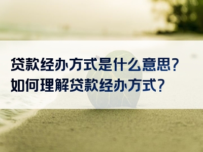 贷款经办方式是什么意思？如何理解贷款经办方式？