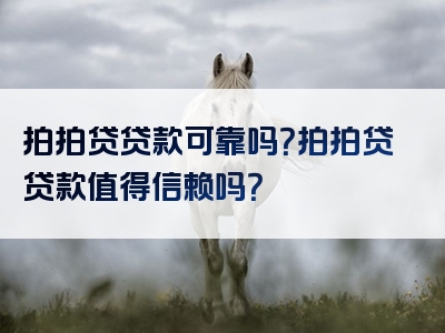 拍拍贷贷款可靠吗？拍拍贷贷款值得信赖吗？