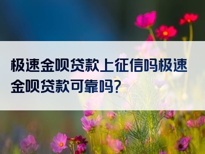 极速金呗贷款上征信吗极速金呗贷款可靠吗？