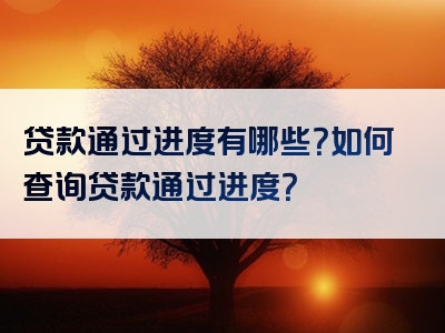 贷款通过进度有哪些？如何查询贷款通过进度？