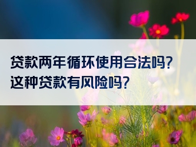 贷款两年循环使用合法吗？这种贷款有风险吗？