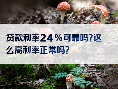 贷款利率24%可靠吗？这么高利率正常吗？