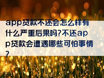 app贷款不还会怎么样有什么严重后果吗？不还app贷款会遭遇哪些可怕事情？