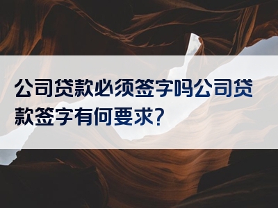 公司贷款必须签字吗公司贷款签字有何要求？