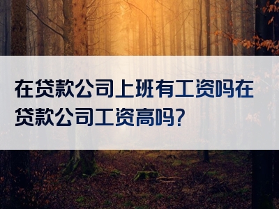 在贷款公司上班有工资吗在贷款公司工资高吗？