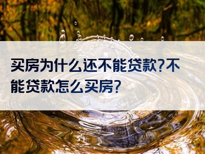 买房为什么还不能贷款？不能贷款怎么买房？