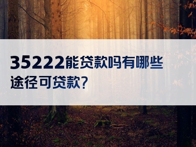 35222能贷款吗有哪些途径可贷款？