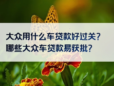 大众用什么车贷款好过关？哪些大众车贷款易获批？