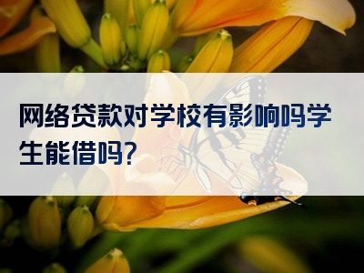 网络贷款对学校有影响吗学生能借吗？