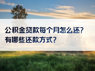 公积金贷款每个月怎么还？有哪些还款方式？