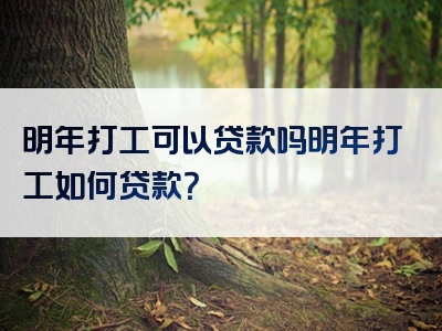 明年打工可以贷款吗明年打工如何贷款？