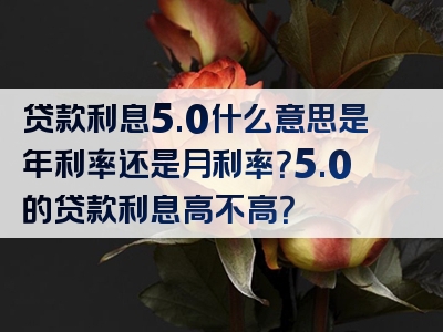 贷款利息5.0什么意思是年利率还是月利率？5.0的贷款利息高不高？