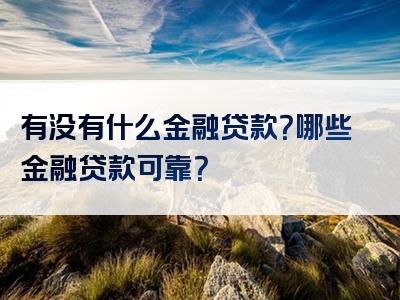 有没有什么金融贷款？哪些金融贷款可靠？