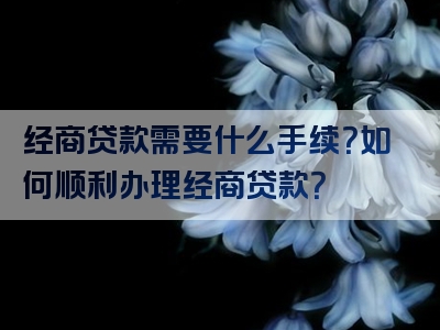 经商贷款需要什么手续？如何顺利办理经商贷款？