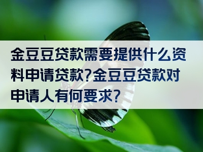 金豆豆贷款需要提供什么资料申请贷款？金豆豆贷款对申请人有何要求？