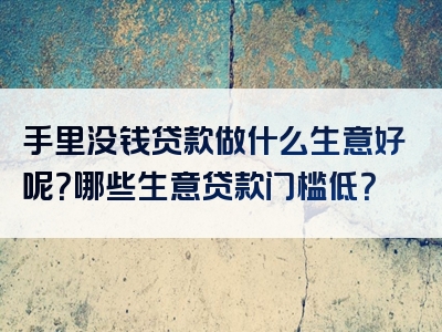 手里没钱贷款做什么生意好呢？哪些生意贷款门槛低？