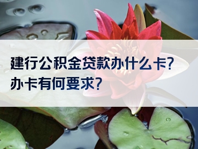 建行公积金贷款办什么卡？办卡有何要求？