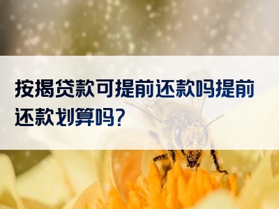 按揭贷款可提前还款吗提前还款划算吗？