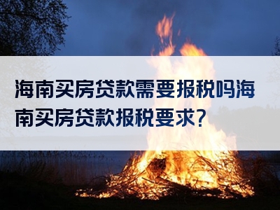 海南买房贷款需要报税吗海南买房贷款报税要求？