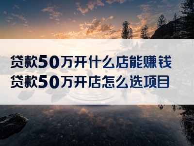 贷款50万开什么店能赚钱贷款50万开店怎么选项目