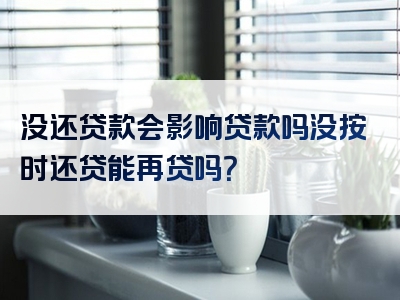 没还贷款会影响贷款吗没按时还贷能再贷吗？