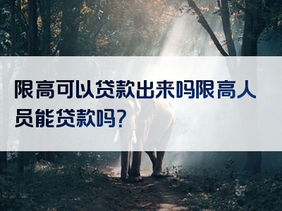 限高可以贷款出来吗限高人员能贷款吗？