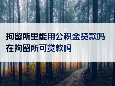 拘留所里能用公积金贷款吗在拘留所可贷款吗