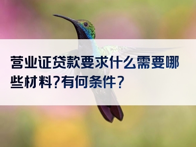 营业证贷款要求什么需要哪些材料？有何条件？