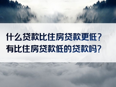 什么贷款比住房贷款更低？有比住房贷款低的贷款吗？