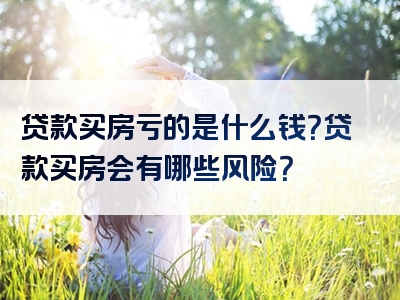 贷款买房亏的是什么钱？贷款买房会有哪些风险？